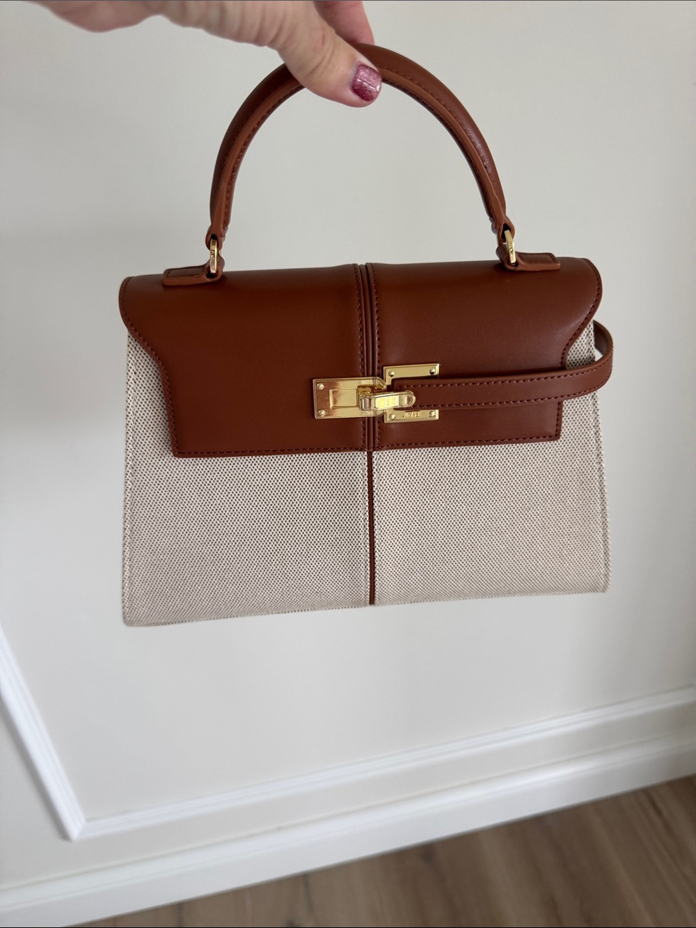 JW PEI Brown & Cream Top-Handle Satchel
